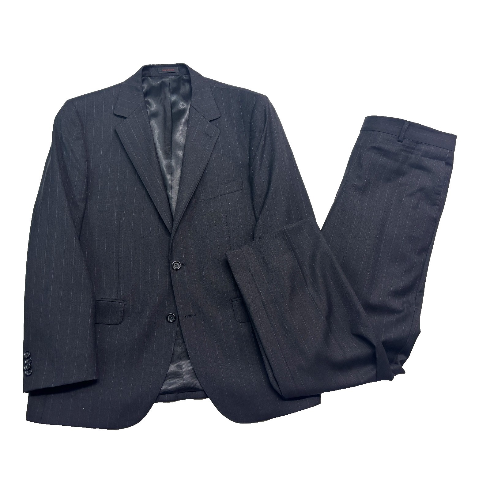 Byron British Style 50c 40s 34x29 Charcoal Pinstripe 2pc Pant Suit Canvas Wool